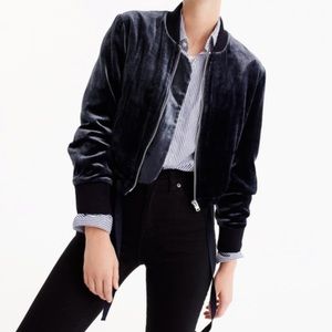 Blue velvet jcrew bomber jacket M